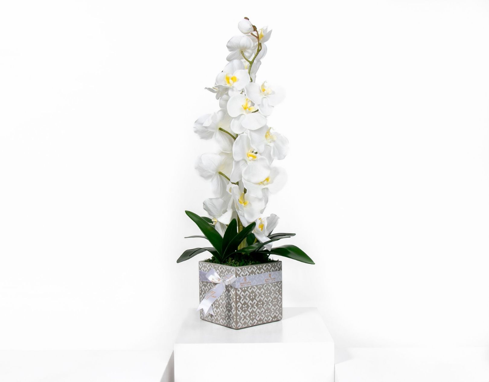 Picture of Artificial White Orchid Pot