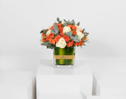 Picture of Orange Baby Rose | vase