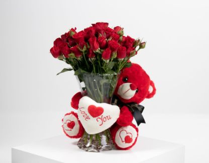 Picture of Roses of love with a teddy bear 03