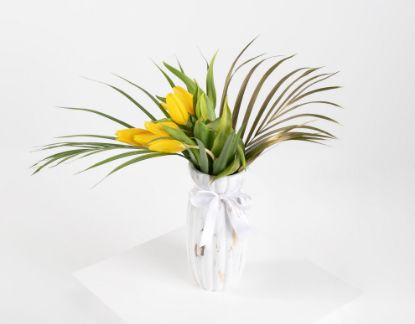 Picture of Yellow Tulip |white vase